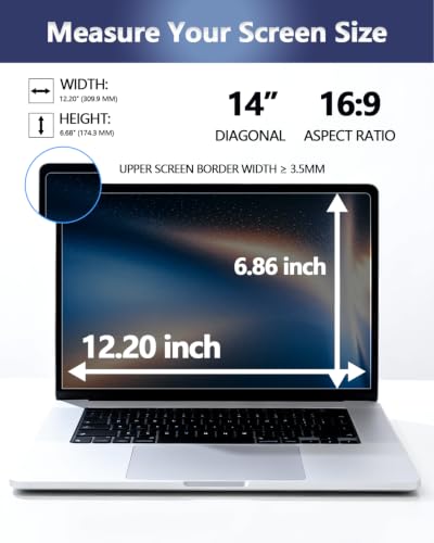 Image of Magnetic Laptop Privacy Screen for 14 Inch 16:9 Aspect Ratio | Screen Size is 12.20 in Wide and 6.82 in High, Removable, Anti Glare, Anti Blue light,Compatible With HP Dell Lenovo Thinkpad