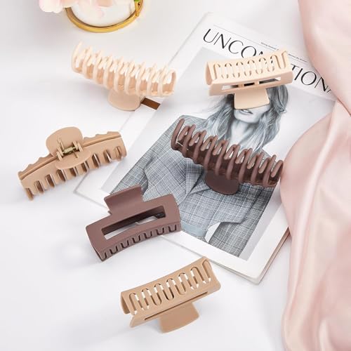 Image of ANNA CREATIONS 8 Pcs Korean Fashion Matte Hair Claw Clips Strong Hold Clutcher for Thick & Thin Hair Accessories Clutches for Women & Girls