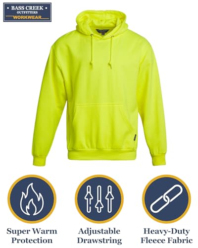 Bass Creek Outfitters Mens Hoodie - High Visibility Safety Pullover Hooded Sweatshirt - Workwear Hoodie for Men (S-XXL)2