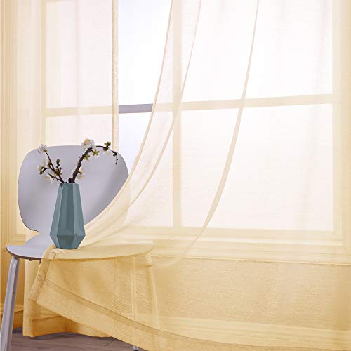 image for KOUFALL Sheer Curtains 96 Inches Long 2 Panels Grommet Curtain Panel P