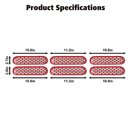 Image of Front Grille Mesh Inserts Trim Cover Grill Frame Decoration Exterior Accessories for Ford Bronco 2 Door 4 Door 2021 2022 2023,Red