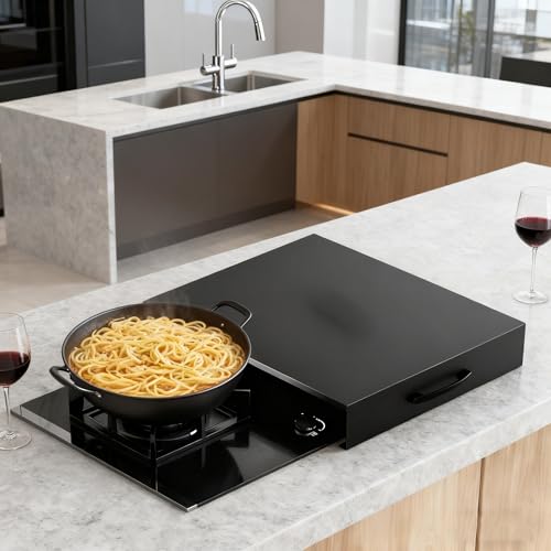 Gas Hob Covers, Gas Hob Covers 5 Burner Cookers Nood Board Electric Stove for Electric, Stove Top, Expanding Kitchen Space(Black,L15.75xW19.69xH3.54IN)