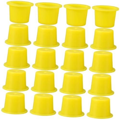 OHPHCALL 100pcs Tattoo Equipment Supplies Ink Cups Makeup Pigment Cups Tattooing Supplies Plastic Yellow