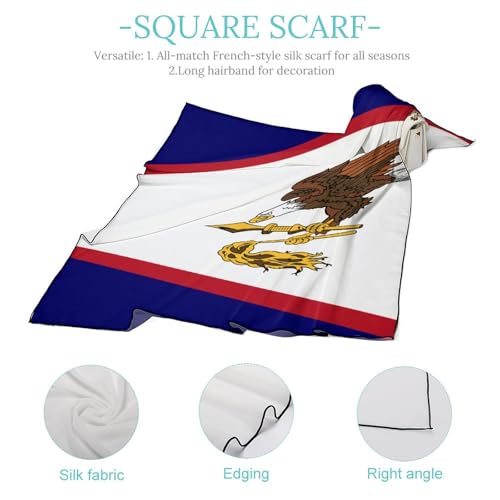 American Samoa Flag Women Hair Scarf Square Silk Like Head Scarves Handkerchief Satin Neck Scarf4