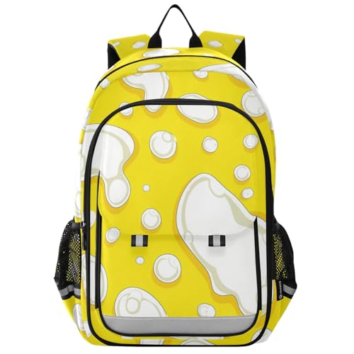 Mochila para niños de 8 a 12 años, 8 a 12: modernas bolsas de libros para niños y niñas de 5º grado en varios colores, lunares circulares blancos sobre un fondo amarillo