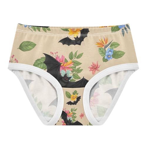 Toddler Girl Panties, Black Bats Girls Cotton Underwear, 2T–8 Years