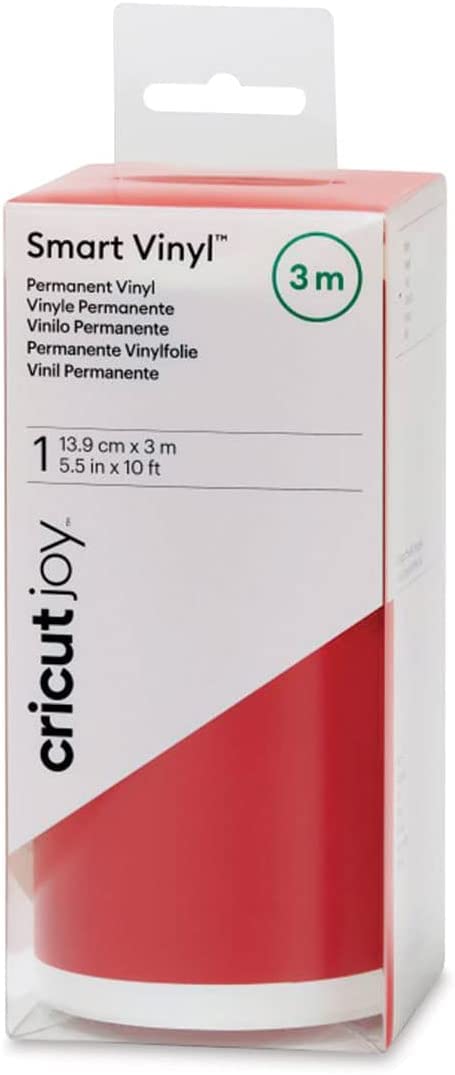 Cricut Joy Smart Permanent Vinyl, Red - 10ft Roll (5.5' x 120'), Matte Finish - Compatible with Cricut Joy Machine, Matless Cutting for Long cuts (4ft Shapes, 20ft Repeated cuts)