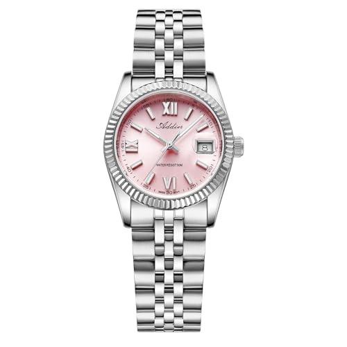 Montre à quartz analogique pour femme addies en acier inoxydable brillant 5 ATM