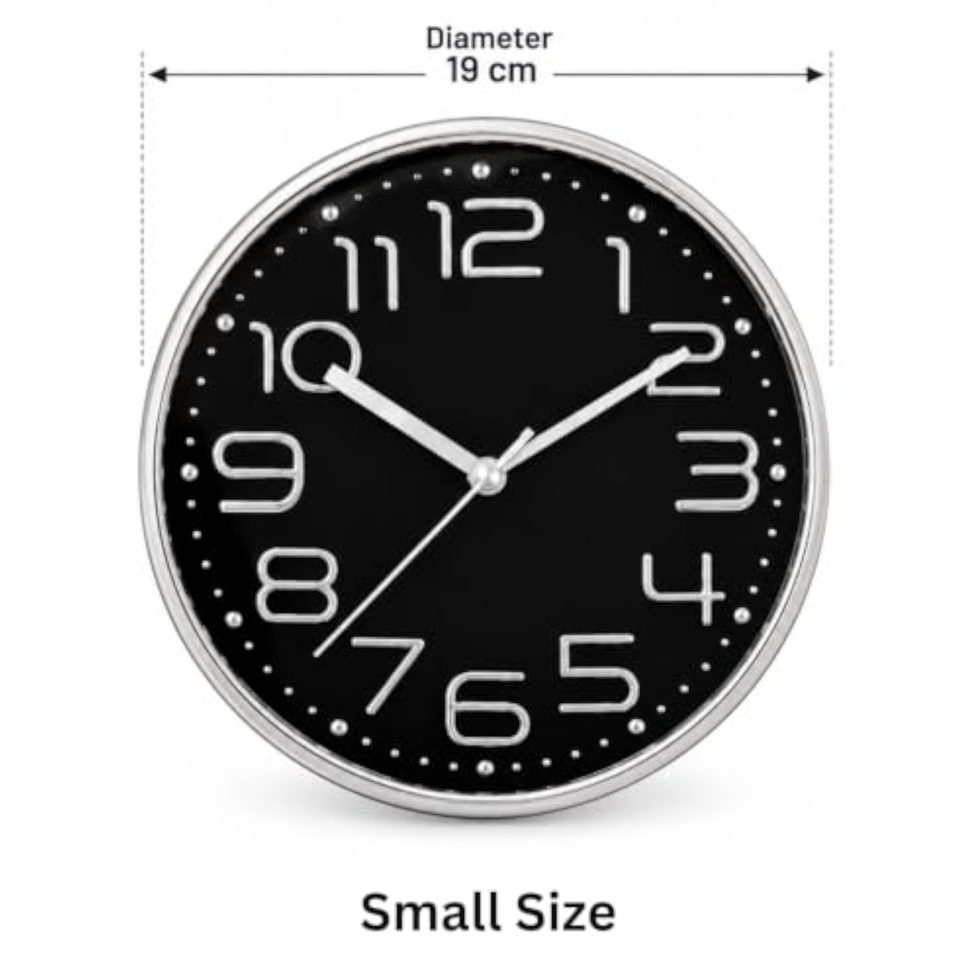 Silver Square Wall Clock, Modern Analog Design