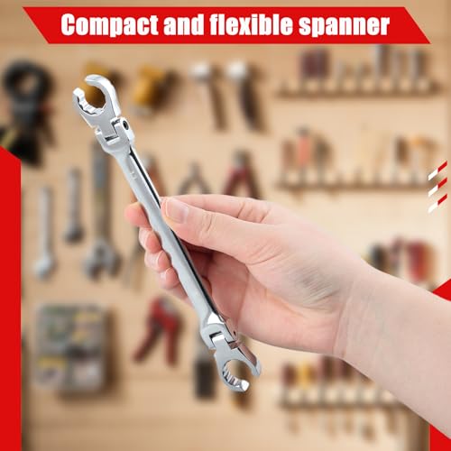Image of Flex Head Flare Nut Wrench 13 * 14mm Flare Nut Wrench Set Metric Flare Tool Double Flexible Flare Nut Line Wrench Flare Tool Flex Tools 40Cr for Automotive Repairs Plumbing Repairs