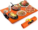Food Warming Mat, Large Electric Warming Tray with 7 Temperature Settings 2-12H Timer and Child-Lock Fast Full Surface Heating Roll Up Food Warmers for Parties Buffet Gatherings Countertop