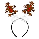 Needzo Gingerbread Man Headband with Tulle, Sparkly Festive Holiday Party Accessory, Stocking Stuffer, or Gift, One Size Fits Most