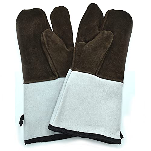 Erre4m Guantes de horno de 3 dedos acolchados profesionales de piel de 250 °C Cover