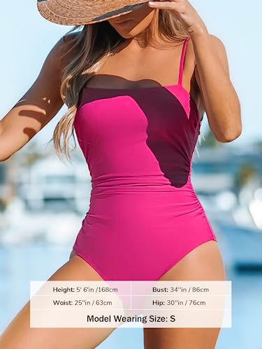 Image of CUPSHE Women Swimsuit One Piece Bathing Suit Square Neck Cutout Back Tummy Control with Adjustable Spaghetti Straps