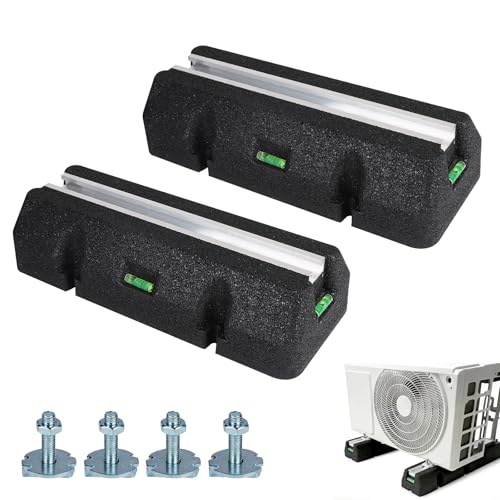 EXLECO 2 x Dämpfungssockel für Wärmepumpe 400mm Dämpfsockel mit Wasserwaage, Gummi Bodenkonsole Klimaanlagen Schwingungsdämpfer, Lüftungsanlagen Antivibrationsfüße UV-beständig Max. Belastbar 320KG