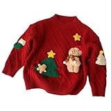 [rasyie] 子供服 クリスマス ニット セーター キッズ ベビーニット サンタクロース クリスマスセーター ベビー服 男の子 女の子 長袖 防寒 カジュアル 暖かい プレゼント ギフト クリスマス 可愛い 新年 (レッド,100) [並行輸入品]