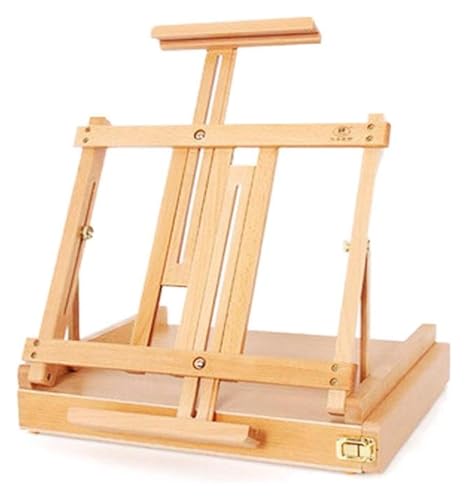 LPAGOLMIX Caballete de Pintura Caballete de Madera, Caballete de exhibición Caballete Tablero de Dibujo Caballete de Mesa Maleta de Madera de Haya Pintada portátil múltiples Funciones