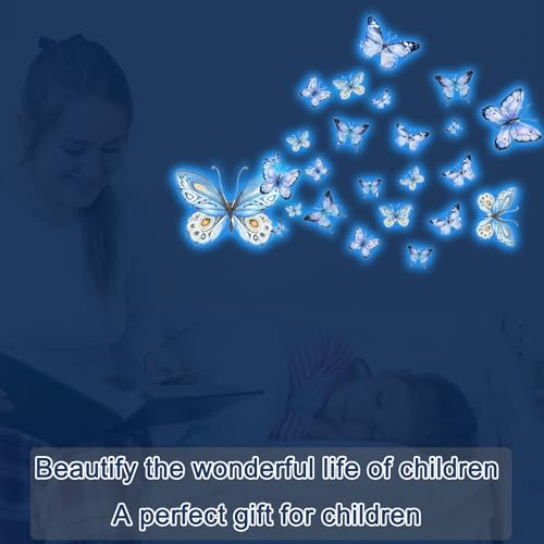 Vinilos adhesivos de mariposas azul luminiscentes para pared miniatura 7