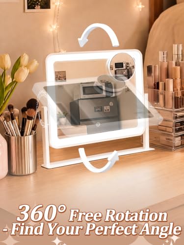 Espejo de tocador recargable MADHOLLY con luces LED de 11.8x9.8 pulgadas para dormitorio 7