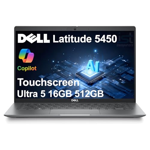 Dell Latitude 5450 5000 Business AI PC Laptop (14' FHD Touchscreen, Intel 12-Core Ultra 5 135U ( i7-1355U), 16GB DDR5 RAM, 512GB SSD), Backlit, 1080p IR Webcam, 2x Thunderbolt 4, HDMI, Win 11 Pro
