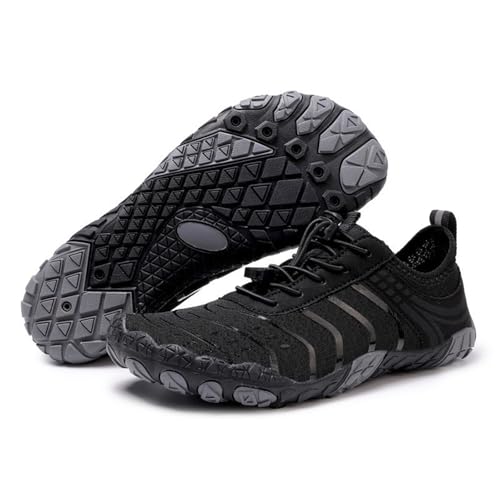 Zapatos descalzos para hombre y mujer, Zero-Drop Wide Toe Box, zapatos descalzos para mujer y hombre, secado rápido, zapatos descalzos unisex transpirables, zapatos descalzos cómodos., Negro , 44 EU