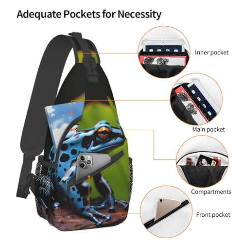 Mochila tipo sling con diseño azul ajustable unisex miniatura 4