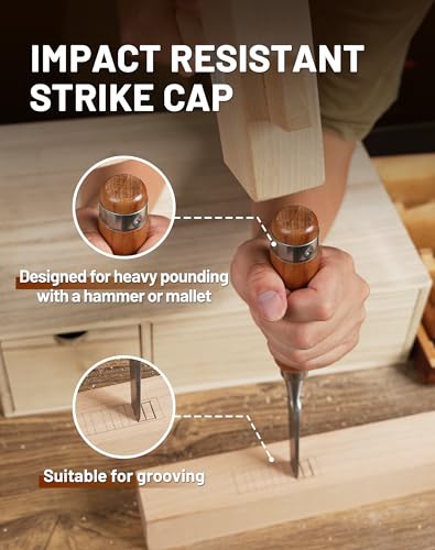 image for EZARC 6 Pieces Wood Chisel Tool Sets Woodworking Carving Chisel Kit wi