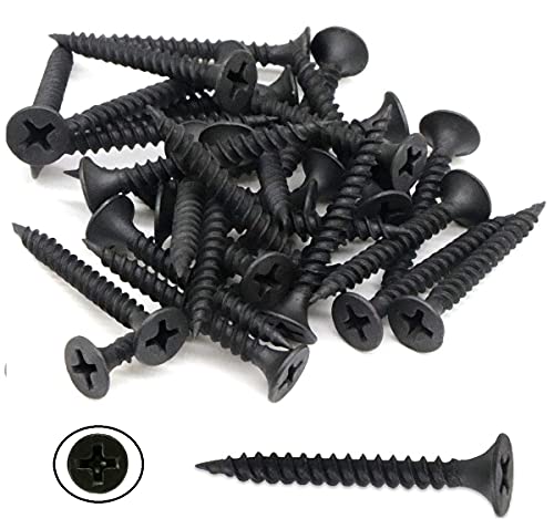 TERF® Drywall Fine Thread Sharp Point Screws 3.5 X 35mm Phillips Drive Flat Countersunk Black Screws For Drywall Plasterboard Wood and other similar types Screw Size 3.5 X 35mm - Pack of 100