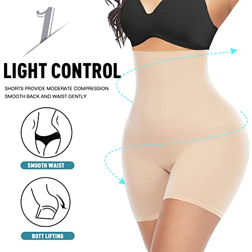 Image of Werena Seamless Shaping Boyshorts Panties for Women Slip Shorts Under Dress Shapewear Shorts