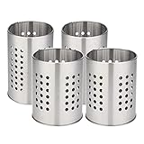 Edelstahl-Utensilienhalter, 4 Stück, Küchenutensilienhalter, Küchenutensilienhalter, Essstäbchen, Geschirr, Aufbewahrungsregal für Schubladen, Arbeitsplatten, Geschirr, Aufbewahrung