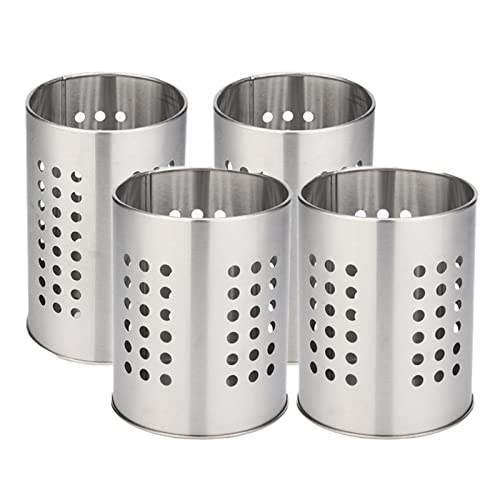 Soporte De Utensilios Cocina De Acero Inoxidable,Porta-Utensilios De Cocina Resistente Titular De Vajilla Organizador De Cubiertos Para Cajones y Encimeras,4 Piezas Soporte De Utensilios Cocina Cover