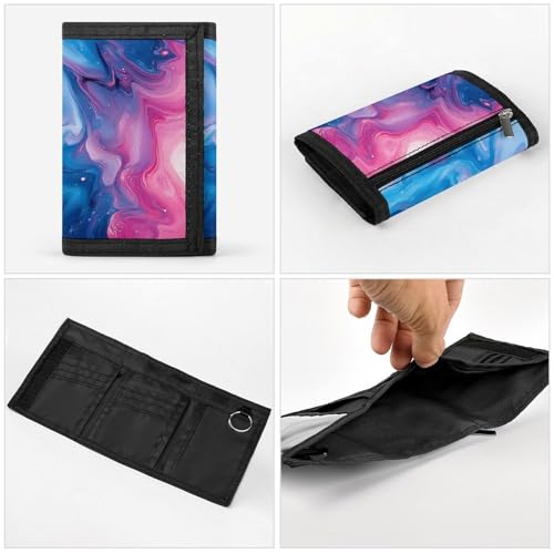 Abstract Blue Pink Ocean Print Wallet for Men, 8 Credit Card Holder Slim Minimalist Front Pocket Small Mens Bifold Wallets4