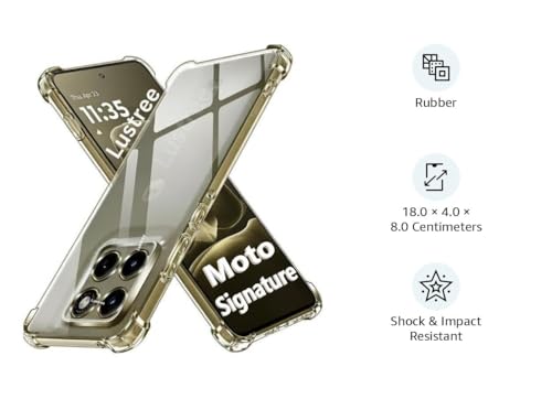 Image of Lustree Back Cover Transparent Case Compatible with Motorola Moto Signature 5G | Clear TPU Shockproof Case with Four Corner Protection & Raised Camera Guard | Slim Protective Cover