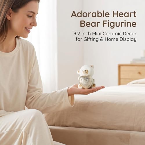 Figura decorativa de oso cerámico con corazón dorado miniatura 2