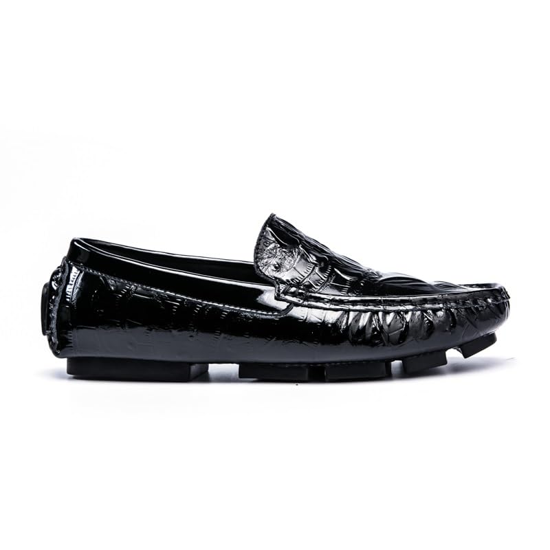 Mens Loafers Shoe Round Toe Crocodile Print Faux Leather Driving Loafers Anti-Slip Lightweight Flexible Prom Casual Slip-on2