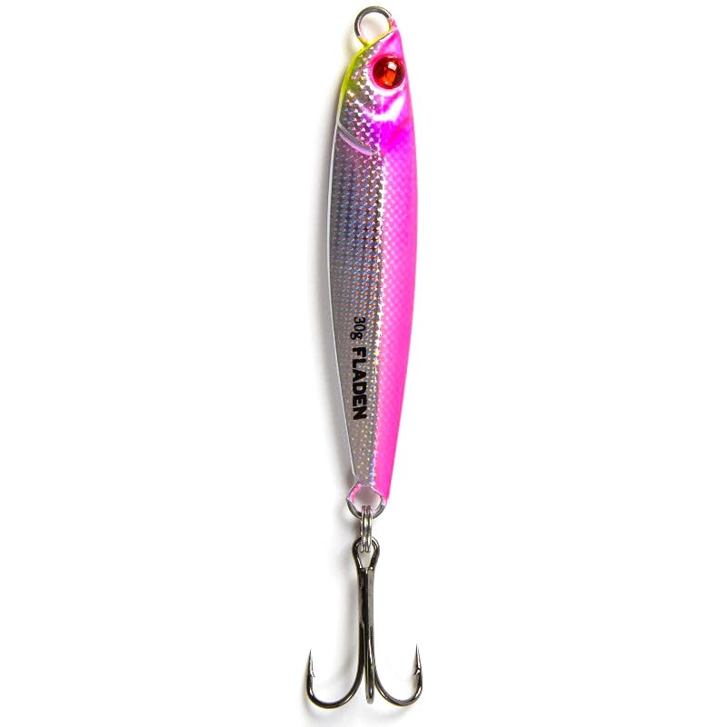 FLADEN Fishing - SHINER Speed Jig Bass Predator Power Cast Spinning Lure Three Weights 30g 40g 50g - 4 Colour Options - Designed for Bass Mackerel Cod & Pike (Pink, 30g) [16-270-3]