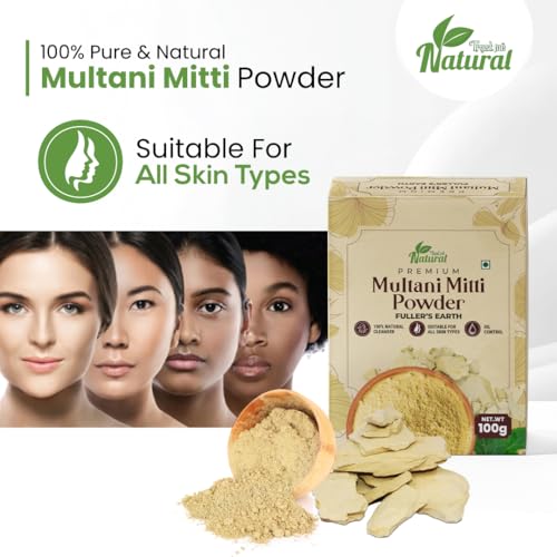Image of Multani Mitti Powder 100g | 100% Pure & Natural Fuller�s Earth | Skin Brightening, Oil Control, Acne & Pimples Care | Natural Face Pack & Hair Pack for Healthy Skin & Hair