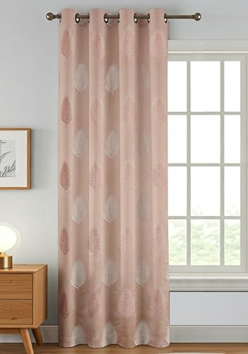 Image of FRESH FROM LOOM Anti-Wrinkle 12ft Curtains | Premium Jacquard Design | Sun Blocking 80% | Ideal for Long Doors & Large Windows, Luxury Curtain (12ft, Dusty-Rose, 1pc)