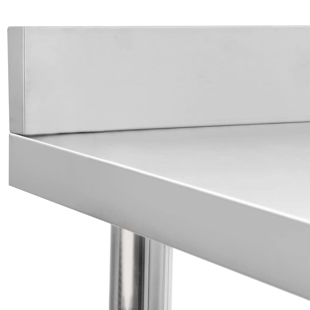 Mesa de trabajo de acero inoxidable con reborde 60 x 60 x 93 cm, capacidad de carga de 80 kg, pies niveladores antideslizantes, estante inferior para gastronomía, cocina, restaurante