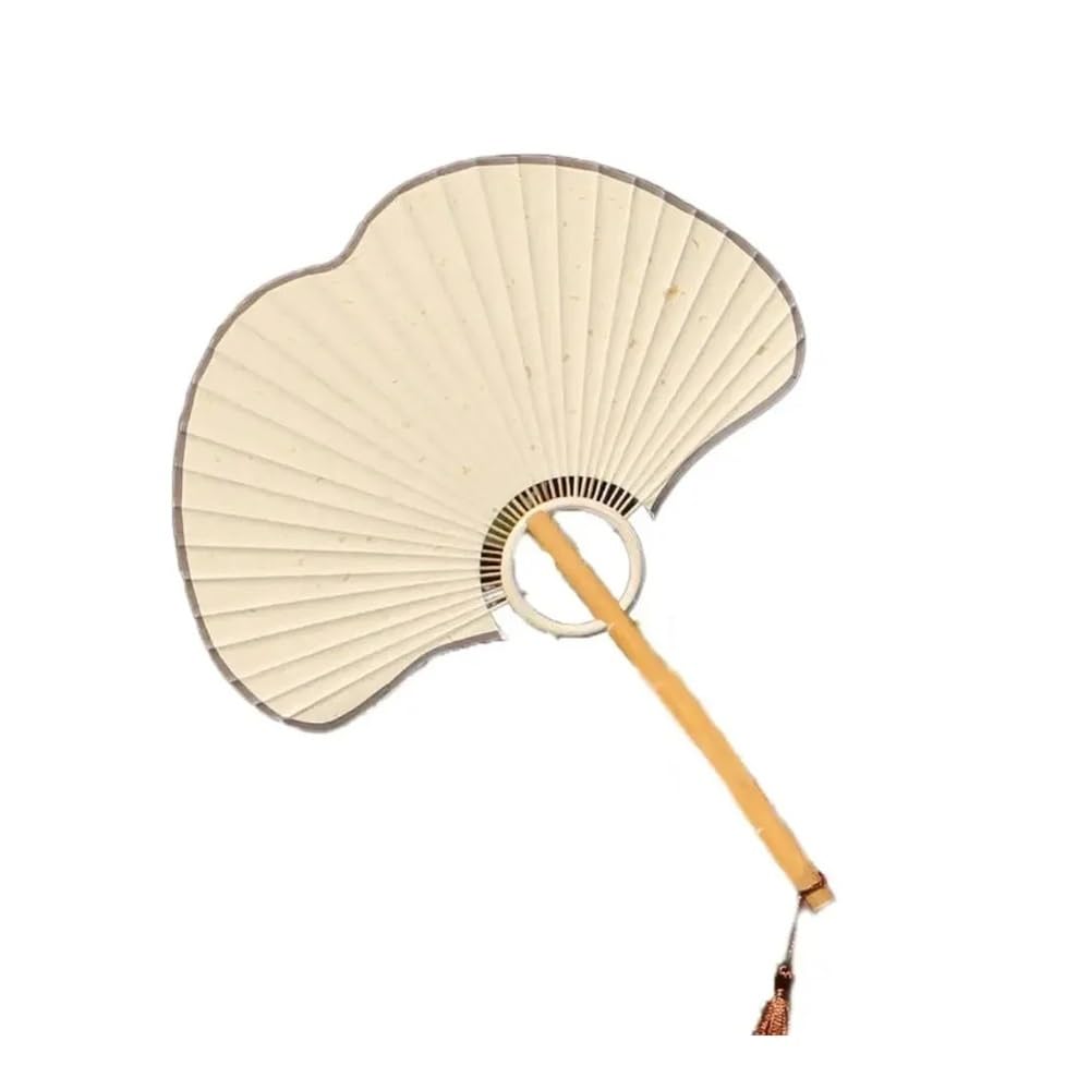 Jobaojiang Exquisite Paper Rice Paper Fan Props For Photographs Home Decoration Ginkgo Round Fan Hand Fan(Beige)