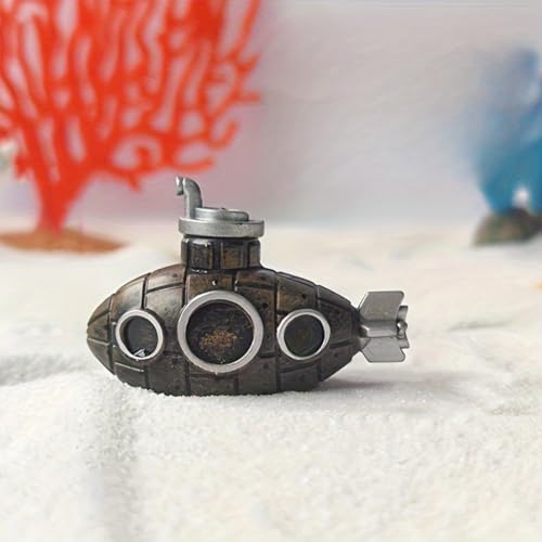 Image of JIANWEI Floating Fish Tank Decoration, Cute Retro Submarine Aquarium Decoration with Float Balls Resinous Fish Tank Accessorie Perfect for Fish and Floating Aquarium Decor(as Shown)
