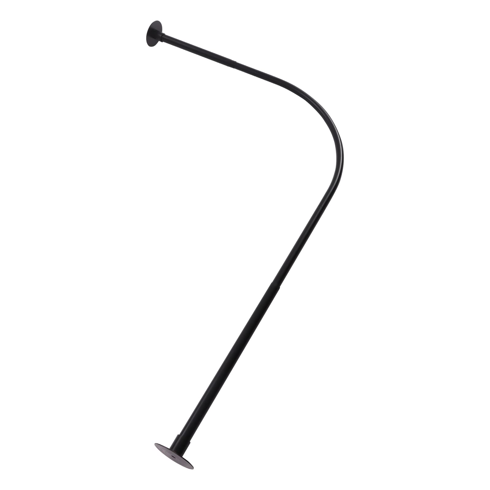 Tringle à rideau de douche en forme de L en acier inoxydable noir extensible pour rideau de douche d'angle pour salle de bain et baignoire, sans perçage
