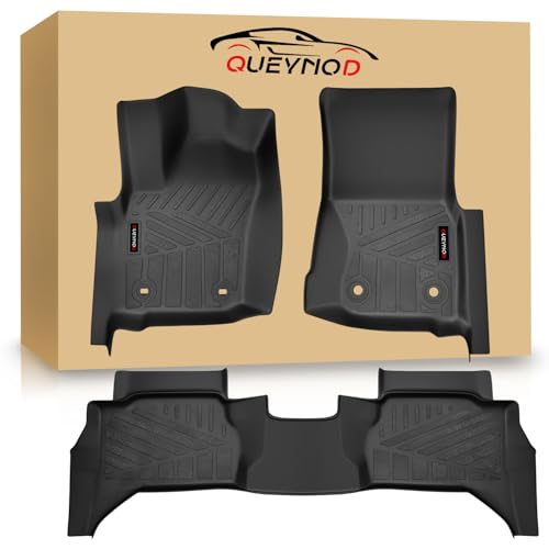QUEYNOD Floor Mats Compatible with 2024-2026 Toyota Tacoma Double Cab Auto Tran (Not fit Hybrid) All Weather TPE Liners Black