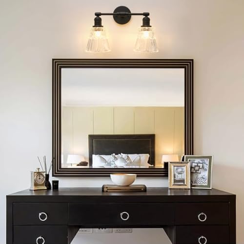 Image of Pathson 2 Lights Wall Sconce with Handmade Heavy Crafted Glass Shade, Hardwired Wall Vanity Light, Modern Wall Lamp Fixture for Living Room Bedroom