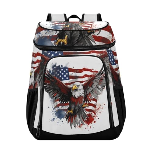 American Eagle Blue Stars Flag Cooler Backpack Cooler Insulated Leak Proof Lunch Backpack 36 Cans Waterproof Soft for Men Women Picnic Hiking Camping Beach