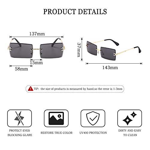 Image of Stylish Small Rectangle Sunglasses Women Men Tinted Frameless Eyewear Ultralight Candy Color Ocean Sun Glasses Shades NP1034