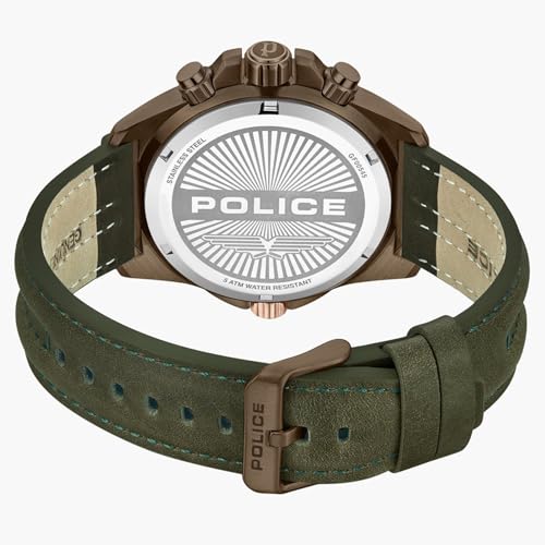 Image of Police Brown Dial Multifunction Leather Strap Watch for Men