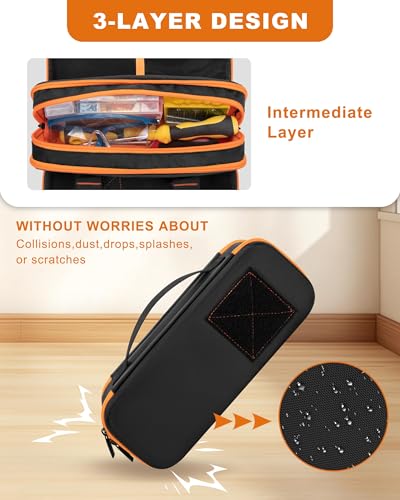Image of Hard Tool Carrying Case Compatible with Klein Tools 80101 /ET310 AC Circuit Breaker Finder, Fluke Digital Multimeter /325 Clamp Multimeter, Electric Tester Bag with Zipper, Black (Empty Bag)