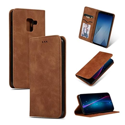 Läderskyddsfodral retro hudkänsla business magnetisk horisontal flip läderfodral för Samsung Galaxy A8 Plus 2018 ?Beskrivning (röd) ZHUHX intelligent skydd (färg: Brown)