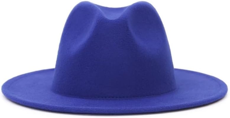 Wide Fedora Hat Solid Color Wool Hat for Men Autumn Winter
